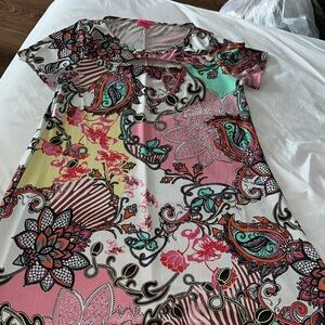 Sunny Leigh Multicolor Paisley Floral Midi Dress - Pink, Mint, Coral